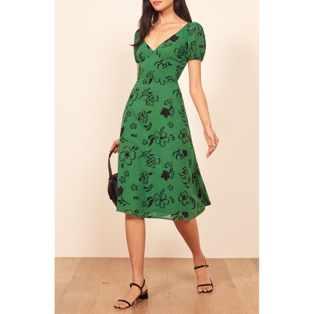 Reformation Kacey Puff Sleeve Midi Dress Size 6